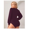 Milumia Women's Plus Size V Neck Long Sleeve Bodysuit Leotards