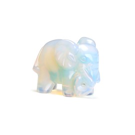 CrystalTears Opalite Crystal Elephant Figuine Carved Healing Crystals Gemstone Elephant Statue Ornament for Home Desk Decor Good Luck Elephant Gifts for Women Men Christmas 1.6”