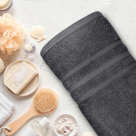 Tens Towels 4 Piece Bath Towels Set, 100% Cotton, 27 inches x 54 inches, Perfect Everyday Shower Towels, Light Weight, Quick Dry Towels for Your Bathroom (Dark Grey)