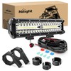 Nilight 12 Inch 300W LED Light Bar Triple Row Flood
