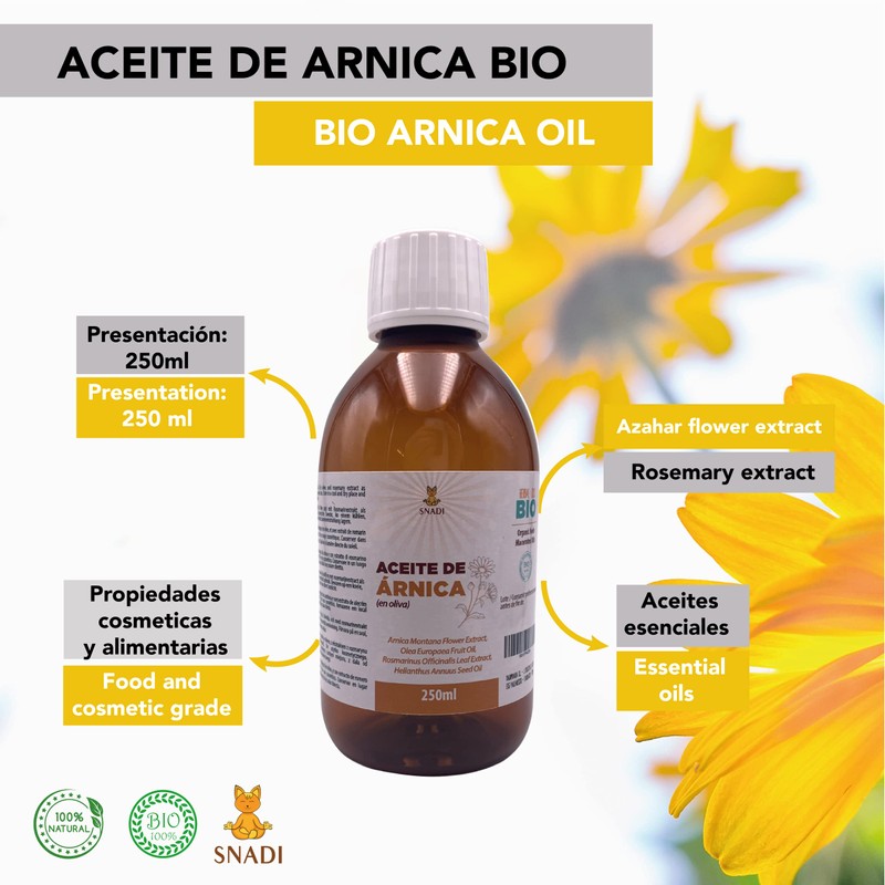 250ml - Pure Organic Macerated Arnica Oil Arnica in Olive
