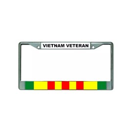 DIGIART VIETNAM VETERAN RIBBON FLAG Chrome Metal Car License Plate Frame