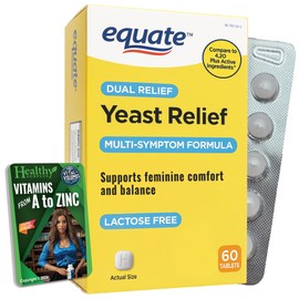 Healthy Surplus Equate Yeast Relief - 60 Tablets and Vital Volumes Tips Card