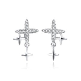 SLUYNZ 925 Sterling Silver CZ Star Earrings Studs for Women Tiny Post Studs Earrings Star Drop (A-Silver)
