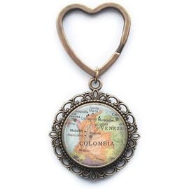 Llavero de mapa de Colombia, llavero de mapa de Colombia, llavero de Colombia, llavero de Colombia, mapa de viaje, joyería de mapa, mapa de viaje, A0045