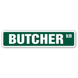 SignJoker] Butcher Street Sign Gift Meat Cutter Supermarket Seafood Market Shop Master Wall Plaque Decoration