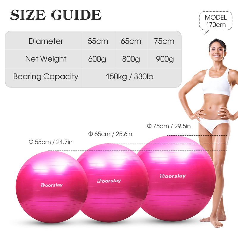 Anti-burst Yoga Ball 55cm/65cm/75cm Stability Balance Ball Pilates Barre Physical