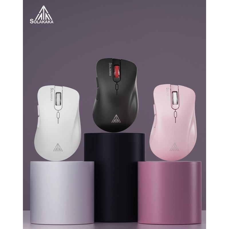 SOLAKAKA SM66 Pink Silent Dual Mode 2.4GHz Wireless Mouse, Adjustable