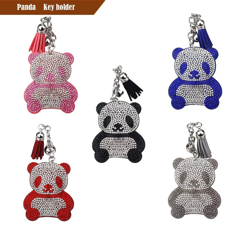 Rigral Key Chain, Panda, Bag Charm, Key Ring, Glitter, gray