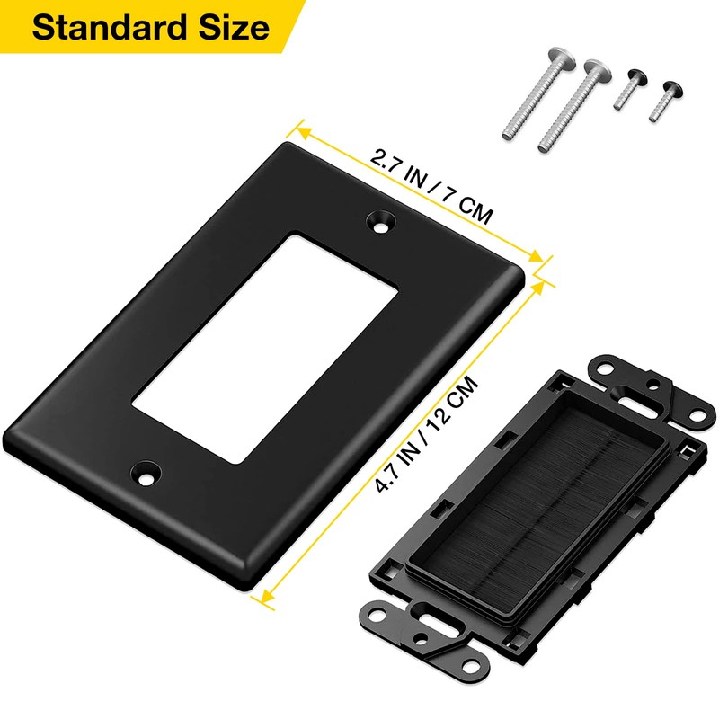 BNPUHIU Black Brush Wall Plate, 5 Pack Single Gang Wall