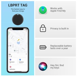 [Apple MFi Certified] LBPRT Air Tracker Tag 1 Pack, Smart Key Finder Work with Apple Find My (iOS Only, Android not Supported), Bluetooth Item Locator for Luggage Suitcase, Wallet. Replaceable Battery
