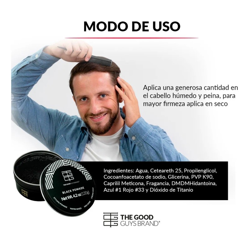 Pomada Para Cabello The Good Guys Brand Black Pomade 120g