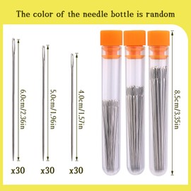 90 PCS Large Eye Sewing Needles, Hand Sewing Needles, Large Eye Stitching Needles with a 3.3in Plastic Bottle for Sewing and Crafting, Knitting, Weaving