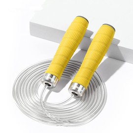 HCE Weighted Jump Rope for Fitness, Adjustable Heavy Skipping Rope Tangle-Free Ball Bearing Rapid Speed Jump Ropes Workout Jumping Rope for Men, Women and Kids (yellow)
