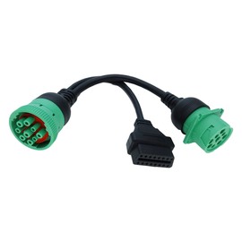 J1939 ELD Splitter Y Cable Green Type-2 J1939 Male to Female to OBD Ii Splitter Cable (J1939 to OBD2 Splitter Cable) for Freightliner ELD & Coder Reader
