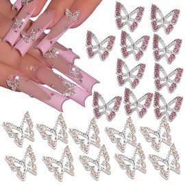 20PCS Star Nail Charms for Nail Art 3D Silver Alloy Nail Art Rhinestones Shiny Starlight Crystal Nail Gems for Nails Diamonds Stars Nail Decorations for Women Girls Manicure Supplies DIY