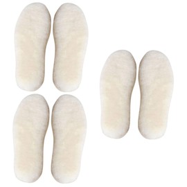 TOVINANNA 3 Pairs Wool Insole Thermal Insoles Sole Inserts Warm Insoles Shoe Warmers Inner Soles Extra Thick Insoles Sneakers Insoles Thick Cushion Insoles Socks Comfy Fleece Lambswool Beige