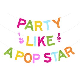 Sursurprise Pop Star Birthday Decorations, Party Like A Popstar Banner for Music Singing Birthday Party Supplies