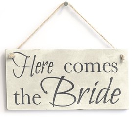 Meijiafei Here Comes The Bride - Accesorio de boda de PVC para decoración de 25,4 x 12,7 cm