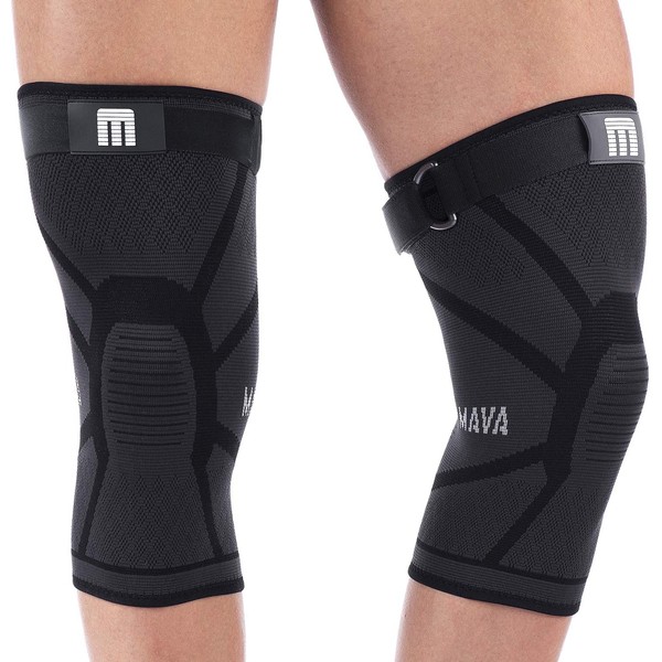 Mava Sports Knee Compression Sleeve Support for Men and Women - Perfect for Powerlifting, Weightlifting, Running, Gym Workout, Squats and Pain Relief