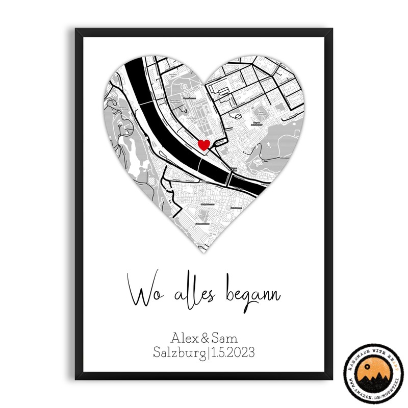 Mountiki® Wo alles begann personalisierte Landkarte Geschenk Bild | Personalisiert