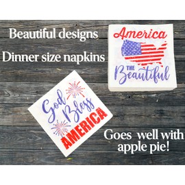 Iconikal July 4th Disposable Dinner Paper Party Napkins, Patriotic American, 75-Count