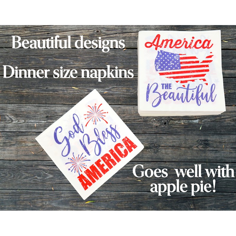 Iconikal July 4th Disposable Dinner Paper Party Napkins, Patriotic American,