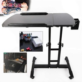 YIPONYT Tattoo Tray On Wheels, Portable Mobile Tattoo Workstation with Universal Wheels, 65-97cm Height Adjustable, Salon Cart Hairstylist Mobile Display Stand