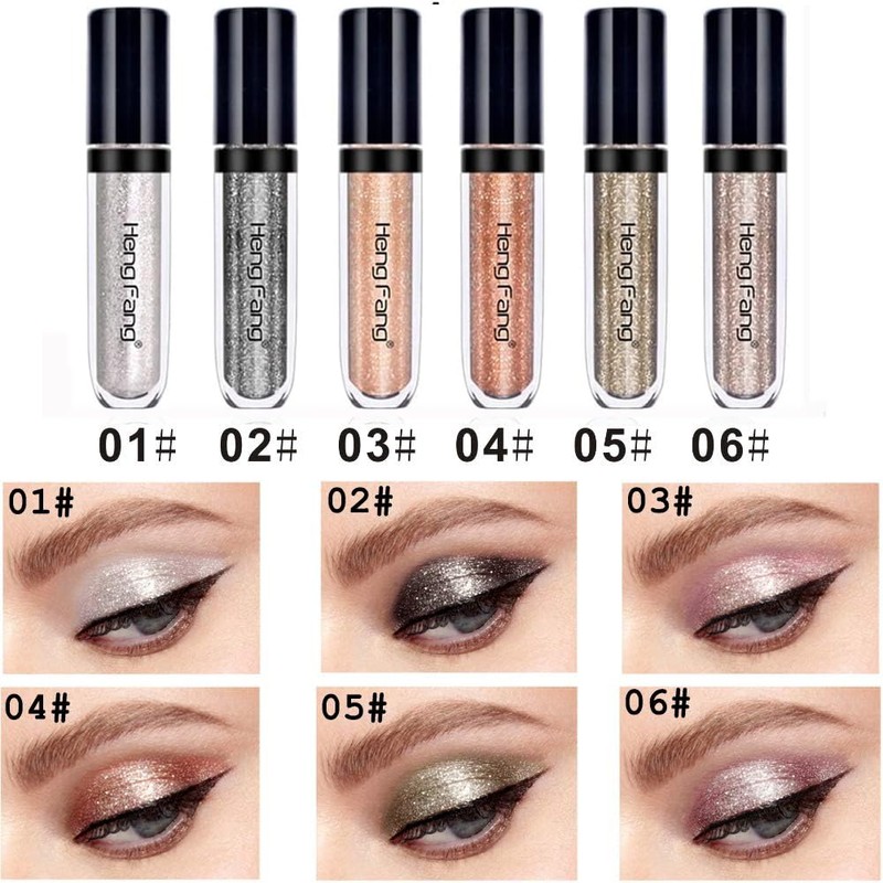 6 Pcs Liquid Glitter Eyeshadow Makeup Set Shimmer Metallic Eyeliner