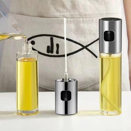 Olive oil sprayer, cooking oil sprayer, kitchen seasoning bottle, suitable for air fryer, salad, barbecue, kitchen baking, baking, frying portion control, trusted by the chef, glass bottle 100ml 1