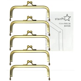 starPG 4.1 x 1.6 inches (10.5 x 4 cm), Plug-In Type, With Pattern, Simple, Square, Antique Gold, Handmade Parts (Set of 5)