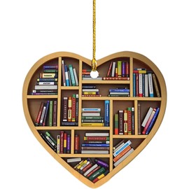 Acrylic Ornament Book Lovers Heart Librarian Ornaments Hanging Interior Car Decor Gift for New Year