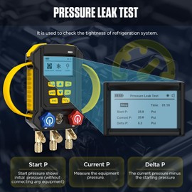 LUTIFIX Smart Digital Manifold,LM160 AC Manifold Gauge Set, Manifold Gauges HVAC and Refrigeration with Evacuation Mode,Refrigerant Mode and Pressure Leak Test