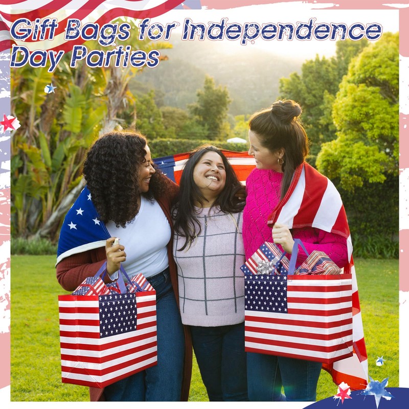 Landhoow 36 Pack American Flag Gift Bags Large 4th of