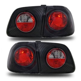 SPPC Taillights Black Assembly (4 Pieces) For Honda Civic 4 Door - (Pair) Driver Left and Passenger Right Side Replacement