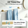 5Pcs Brushed Gold Bathroom Hardware Set, 24in Towel Bar Holder