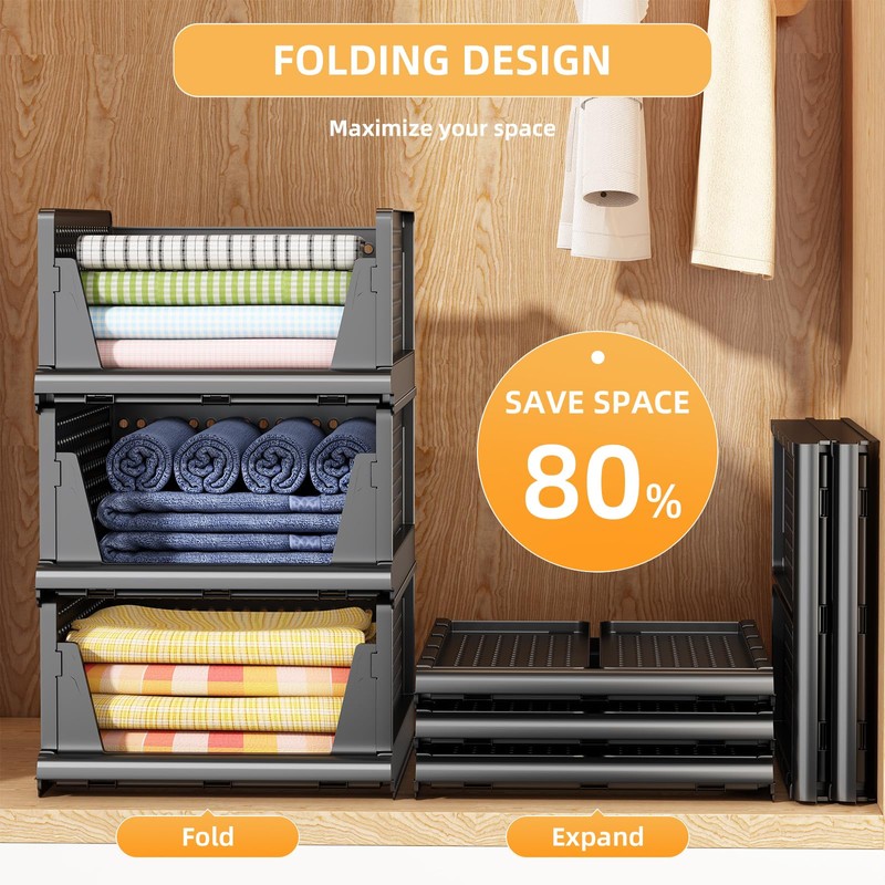 MSHOMELY Folding Closet Organizer and Storage for Shelves, 5 Pack