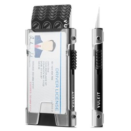 VULKIT Minimalist Wallet for Men With ID Window, RFID Blocking Pop Up Card Wallet, Slim Metal Credit Card Holder for Men, Aluminum Cardholder, Thin Mens Wallet For Cards, Compact, Cool