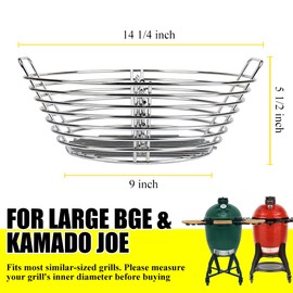 Dallden Stainless Steel Charcoal Ash Basket for Large Big Green Egg & Kamado Joe Classic, Lump Charcoal Basket with Divider,Accessories for Big Green Egg