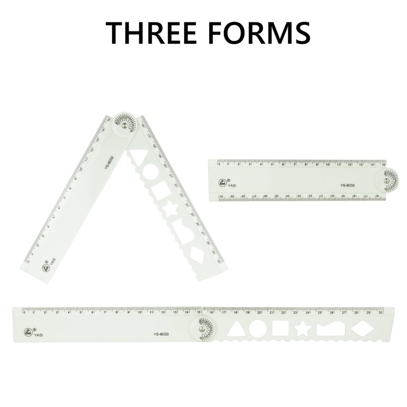 ALLY-MAGIC Folding Ruler, 4 Pcs 30cm Folding Geometric Ruler Flexible