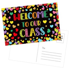WaaHome Welcome Back to School Postcards - for Students 30pcs Teacher Postcards 4"x6" Welcome to Our Class Postcards for Kids Teacher Kindergarten Preschool Back to School Supplies