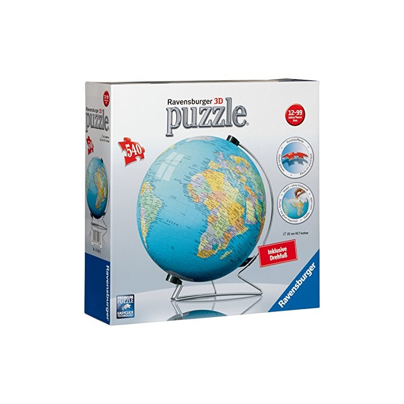 Ravensburger 12426 Puzzleball Globe Earth with Swivel Base (540 Pieces)