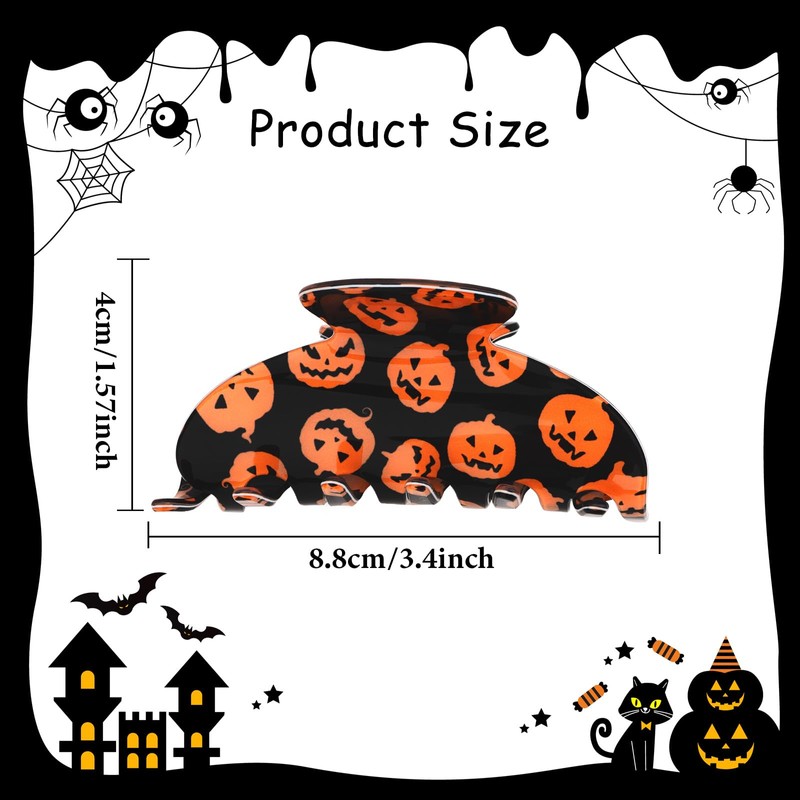 Halloween Hair Claw Clips for Women Cat Pumpkin Ghost Gift
