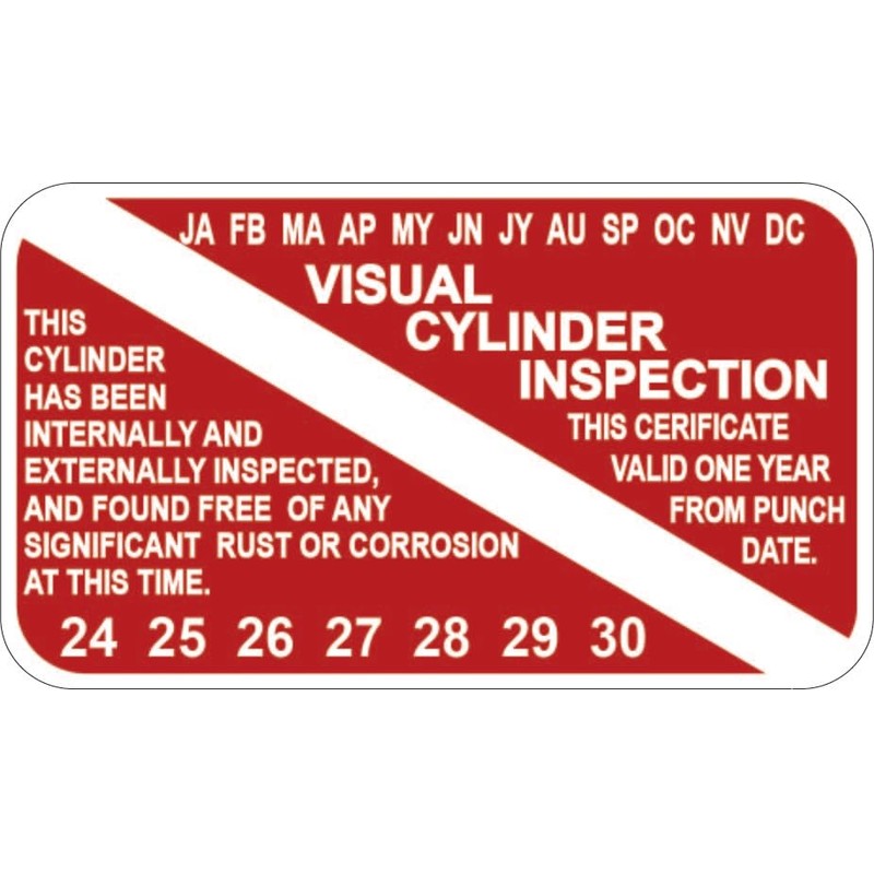 (20 Pack) Visual Inspection Sticker Scuba Tank Diver Years 2024-2030