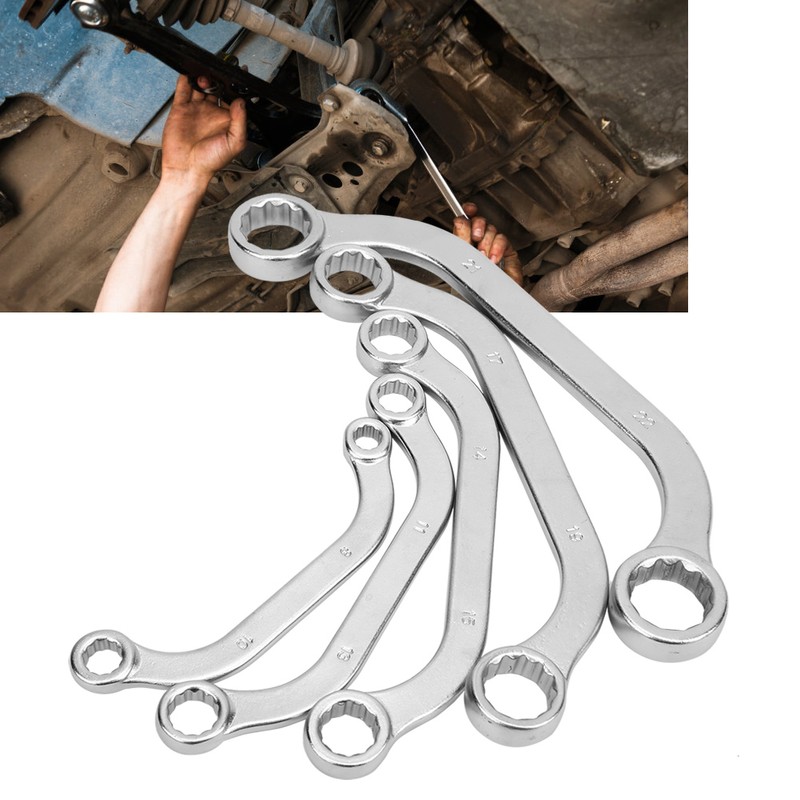 5pcs 8-22mm Metric Wrench Kit Half Moon Double Ended Chrome