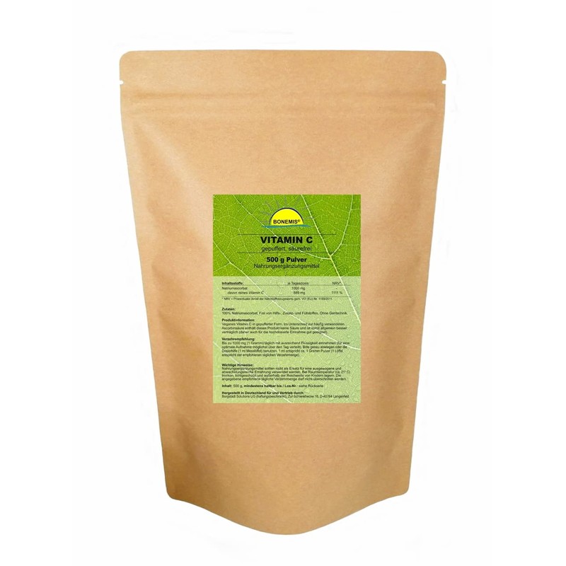 Vitamin C powder (buffered, acid-free), 1 kg (2 x 500