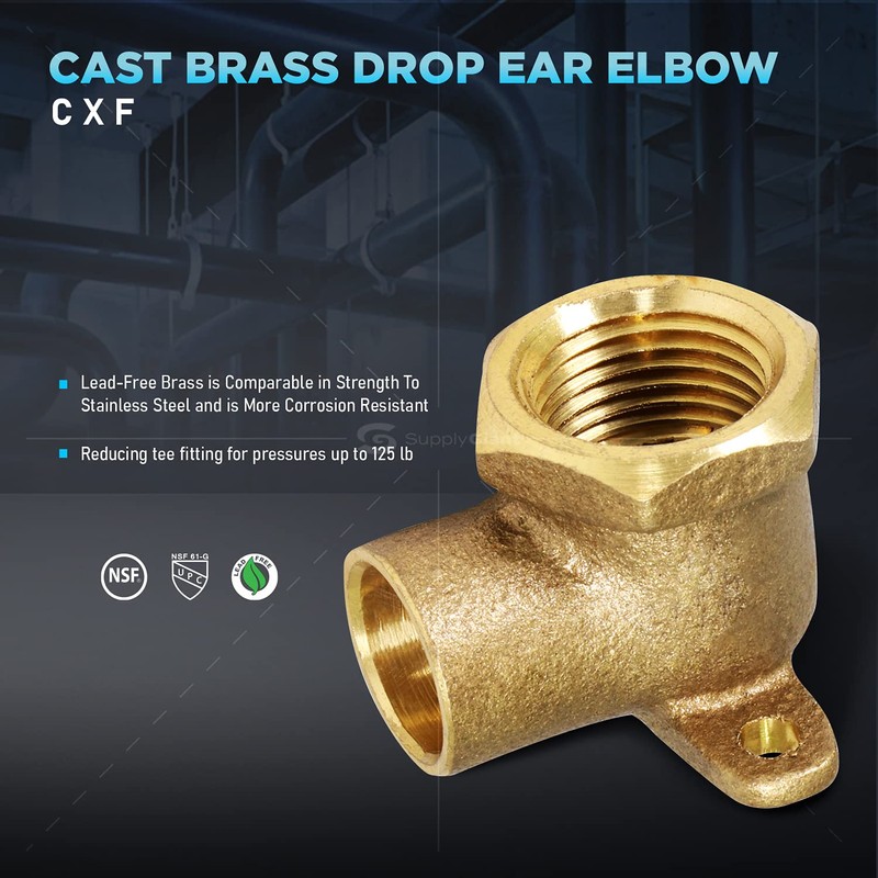 Everflow Supplies CFDL0012-NL 1/2" Nominal Diameter Cast Brass 90 Degree