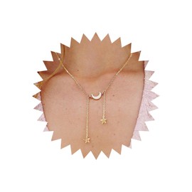 TseenYi Gold Star Arch Moon Pendant Necklace Chain Necklace Boho Style Necklaces Jewelry for women and Girls