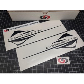 Stingray Corvette Decals (2pk) C7 C8 Racing Fender Accent Stickers Fits 2014-2024 Corvette Z51 6.2L LT1 LTX (Matte Blackout, C8 Style)