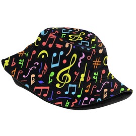 Musical Note Bucket Hat Funny Music Theme Sun Hats Packable Fisherman Hat Caps for Men Women Girls Boys